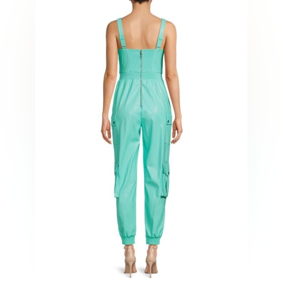 ALICE + OLIVIA Frida Faux Leather Cargo Jumpsuit - Picture 2 of 3